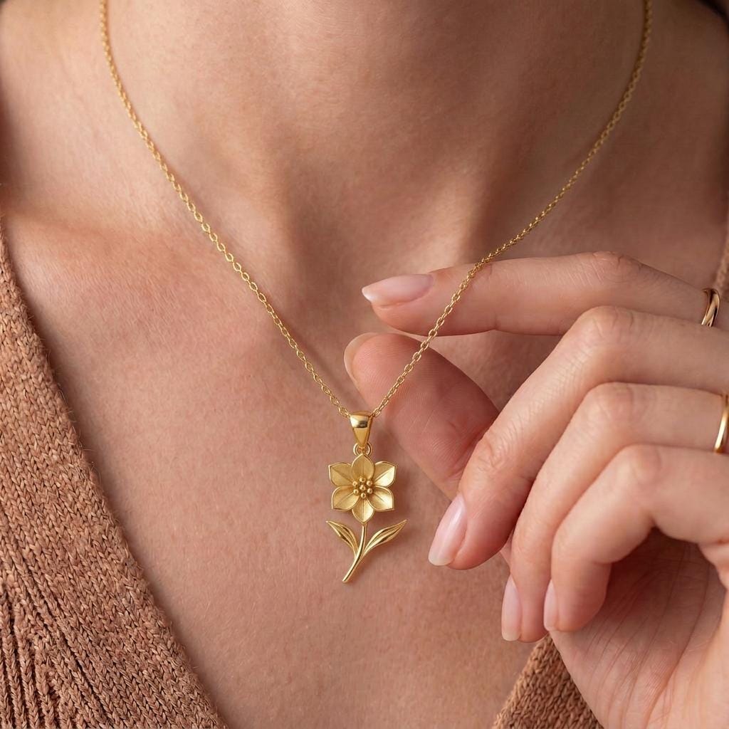 Hellebore Flower Necklace | 925 Sterling Silver | Winter Botanical Elegance | Meaningful Floral Gift