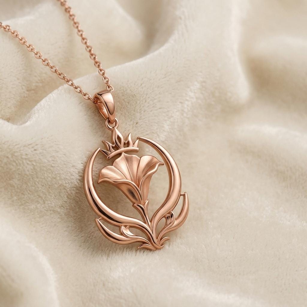 Queen Moonflower Pendant | 925 Sterling Silver | Enchanted Floral Design | Symbolic Empowerment Gift