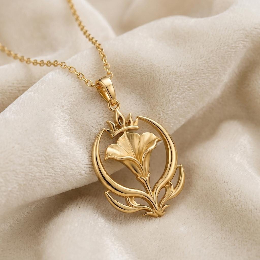 Queen Moonflower Pendant | 925 Sterling Silver | Enchanted Floral Design | Symbolic Empowerment Gift