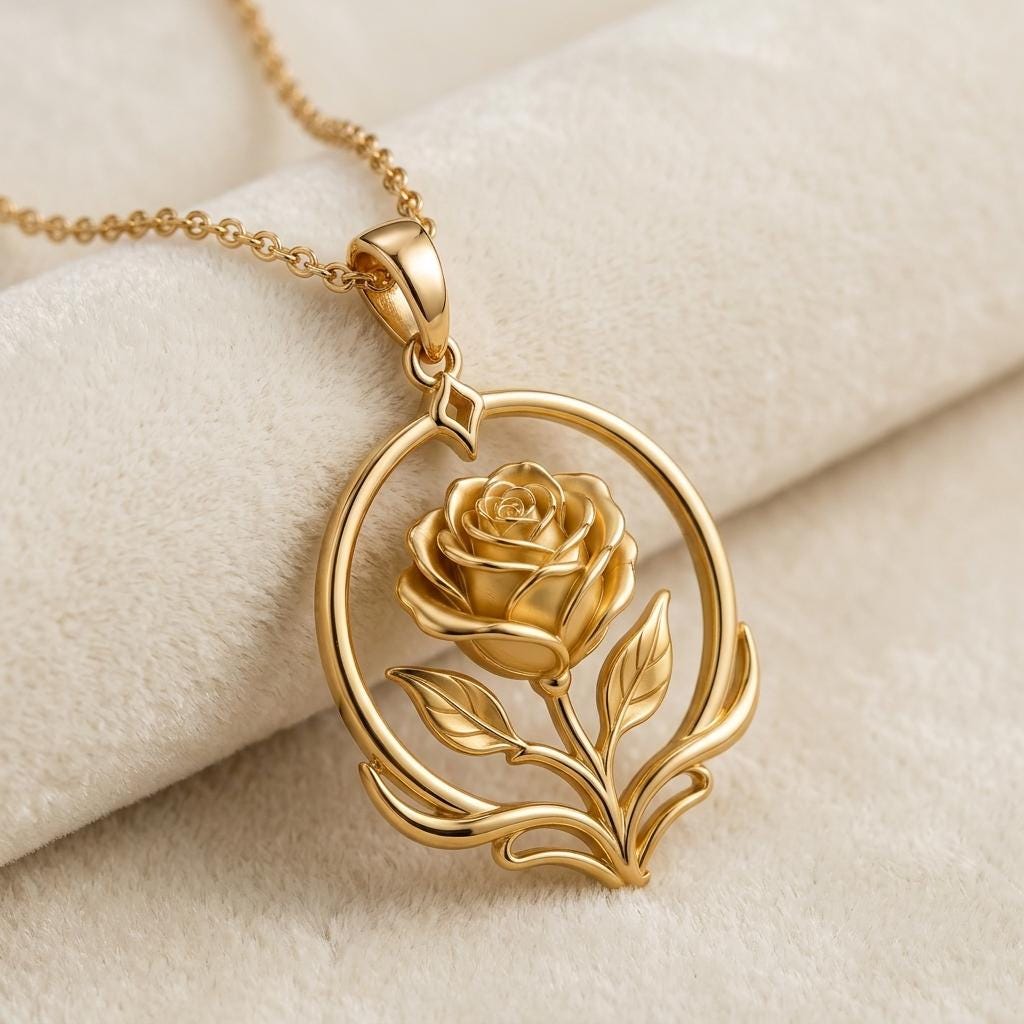 Sacred Rose Halo Necklace | 925 Sterling Silver | Elegant Rose Motif | Symbol of Love & Beauty