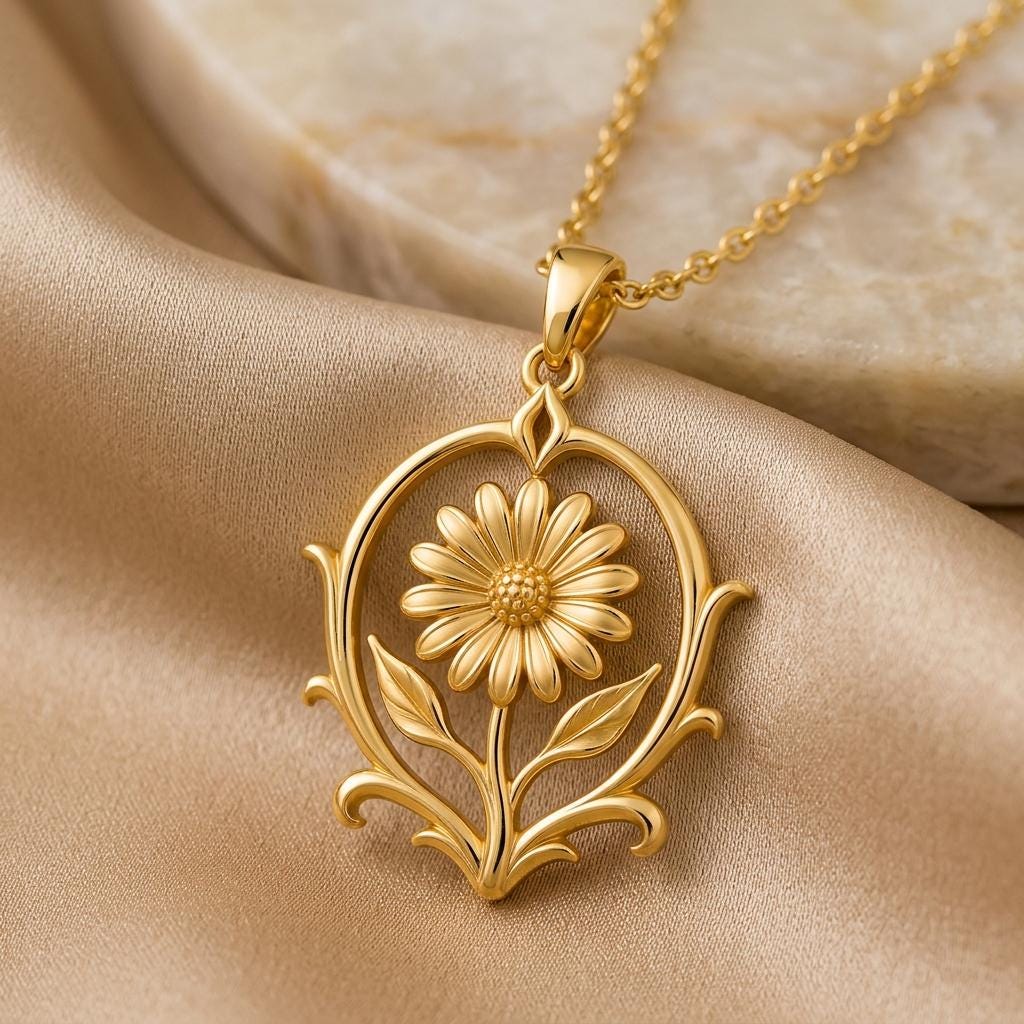 Eternal Daisy Crest Pendant | 925 Sterling Silver | Delicate Botanical Style | Meaningful Celebration Gift