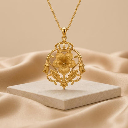 Queen Violet Crest Pendant | 925 Sterling Silver | Regal Floral Design | Meaningful Celebration Gift