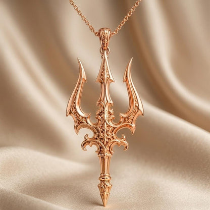 Sacred Trident Pendant | 925 Sterling Silver | Mythological Ornate | Strength & Protection Gift