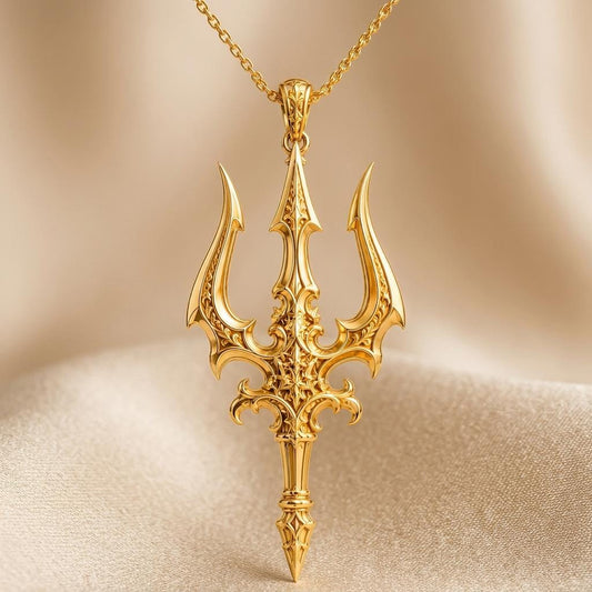 Sacred Trident Pendant | 925 Sterling Silver | Mythological Ornate | Strength & Protection Gift