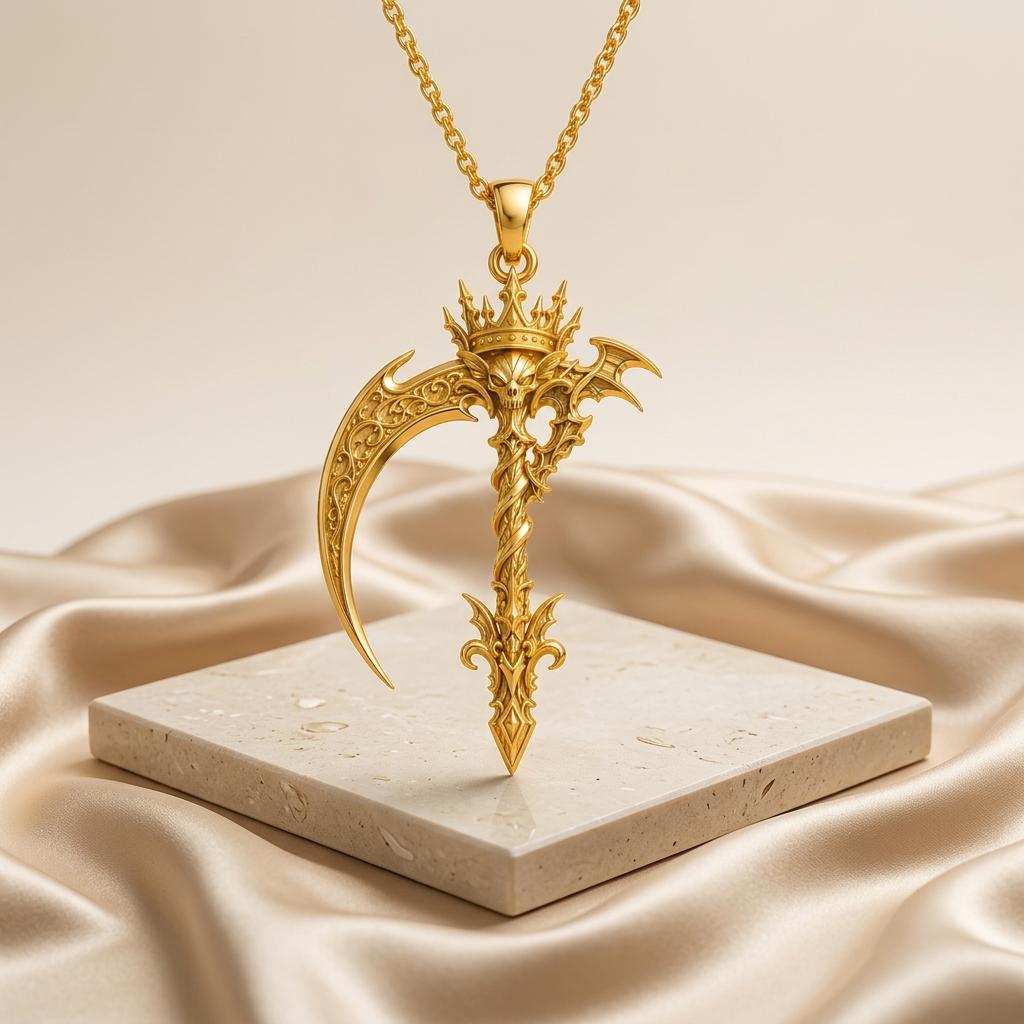 Royal Scythe Pendant | 925 Sterling Silver | Gothic Fantasy Theme | Statement Gift