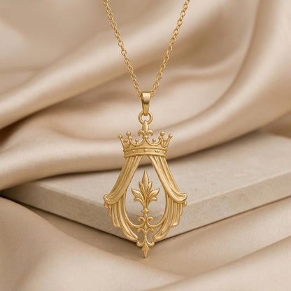 Imperial Crown Veil Necklace | 925 Sterling Silver | Regal Vintage Style | Meaningful Milestone Gift