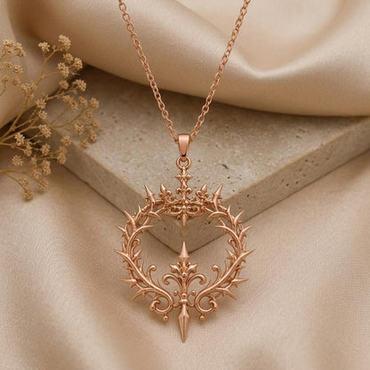 Majestic Thorn Crown Necklace | Gold Plated Sterling Silver | Regal Gothic Fantasy Jewelry | Empowerment Statement Gift