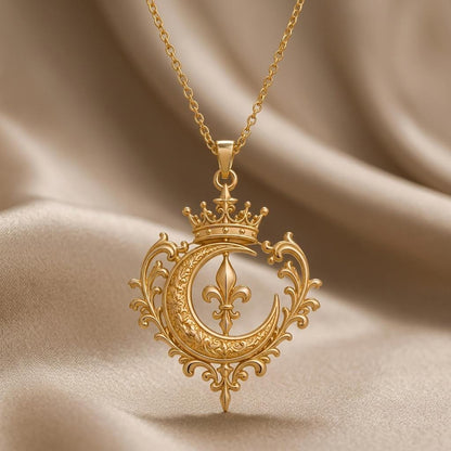 Regal Moon Crest Pendant | 925 Sterling Silver | Royal Crescent Moon Design | Meaningful Gift for Her