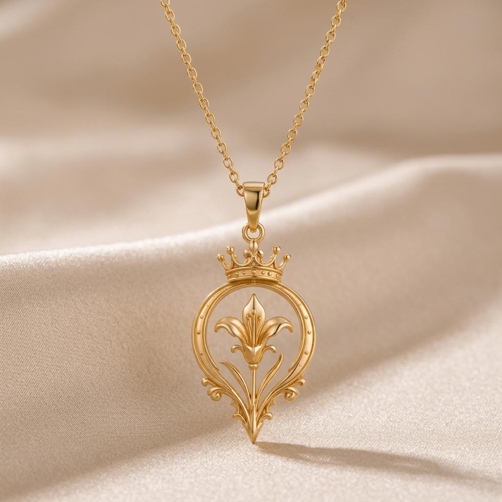 Monarch Lily Halo Pendant | Sterling Silver | Regal Floral Design | Symbolic Gift for Her