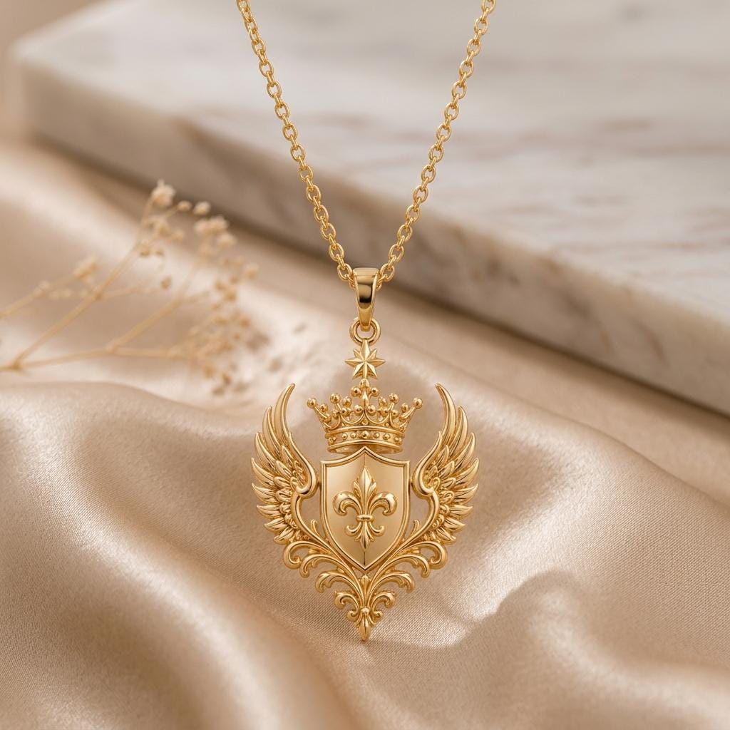 Queen Seraph Crest Pendant | 925 Sterling Silver | Royal Angelic Crest | Empowerment Gift