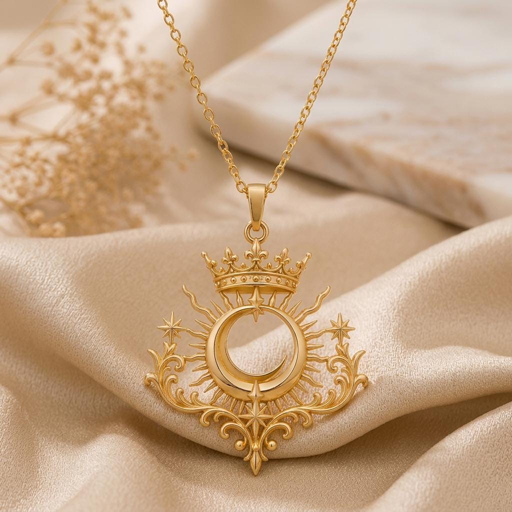 Royal Eclipse Tiara Pendant | 925 Sterling Silver | Celestial Royal Theme | Symbolic Empowerment Gift