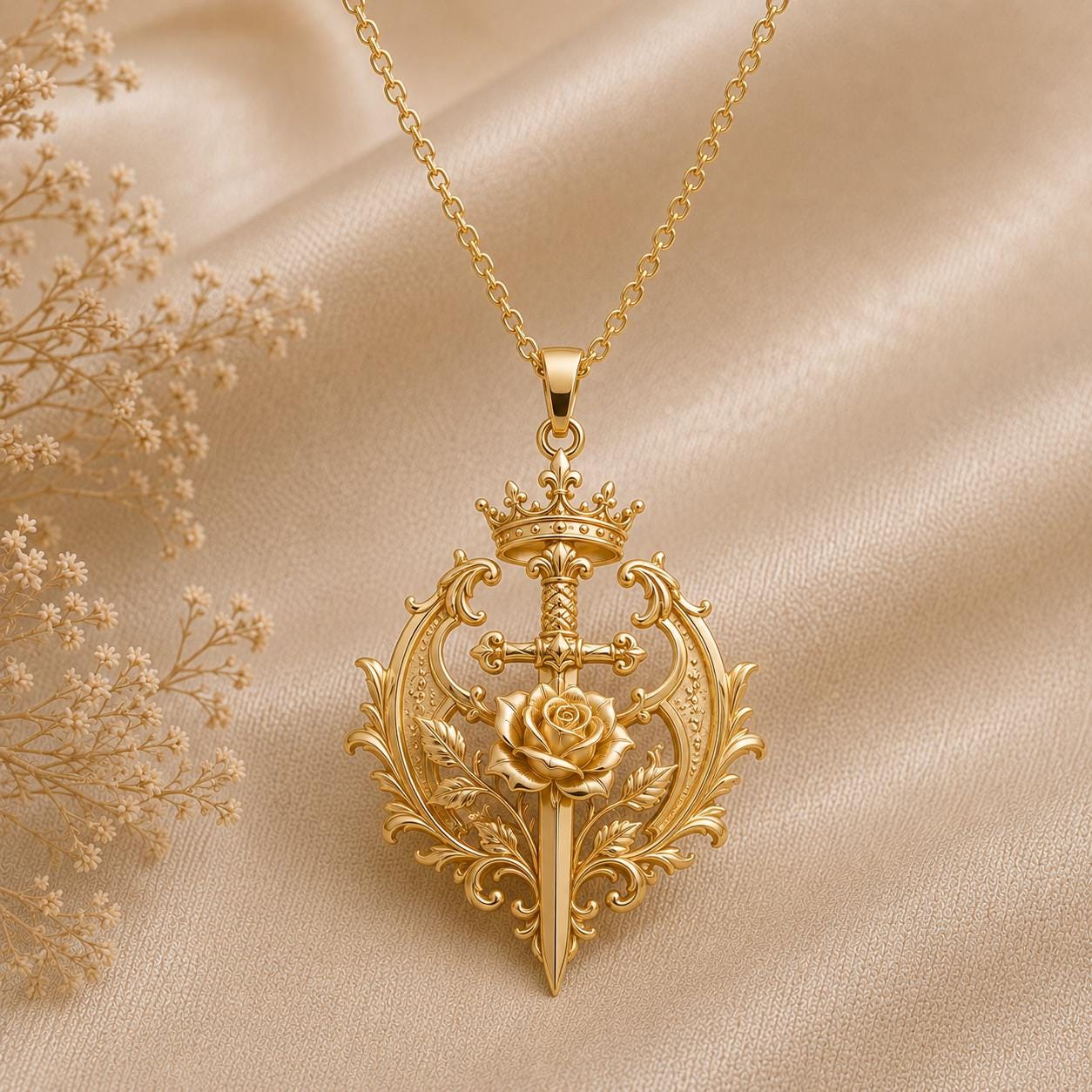 Sovereign Roseblade Necklace | Sterling Silver | Royal Gothic Floral | Empowerment Gift