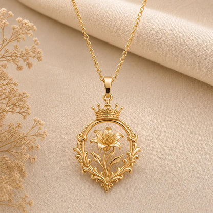 Victorian Crown Bloom Necklace | 925 Sterling Silver | Regal Botanical Style | Elegant Gift for Her