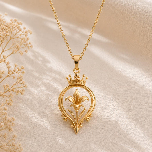 Monarch Lily Halo Pendant | Sterling Silver | Regal Floral Design | Symbolic Gift for Her