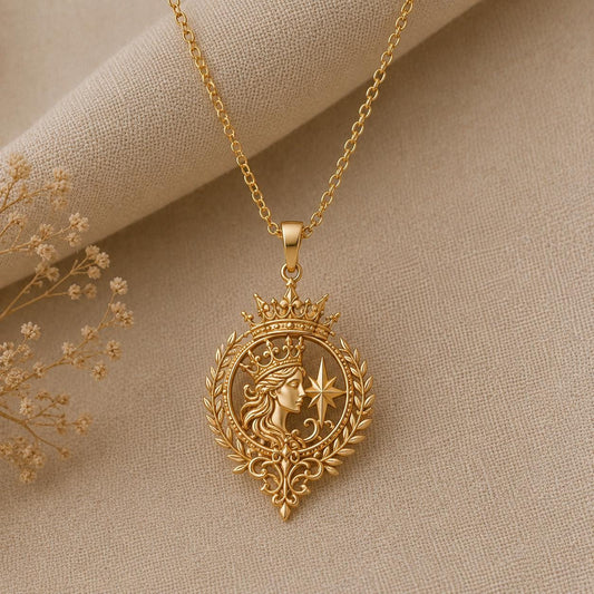 Celestial Queen Emblem Pendant | 925 Sterling Silver | Regal Celestial Design | Empowerment Gift