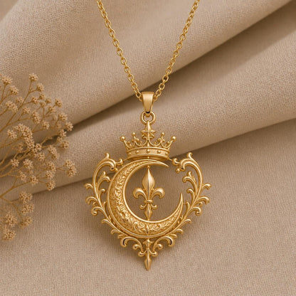 Regal Moon Crest Pendant | 925 Sterling Silver | Royal Crescent Moon Design | Meaningful Gift for Her