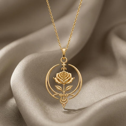 Eternal Rose Sigil Necklace | 925 Sterling Silver Necklace | Mystical Rose & Celestial | Romantic Anniversary Gift