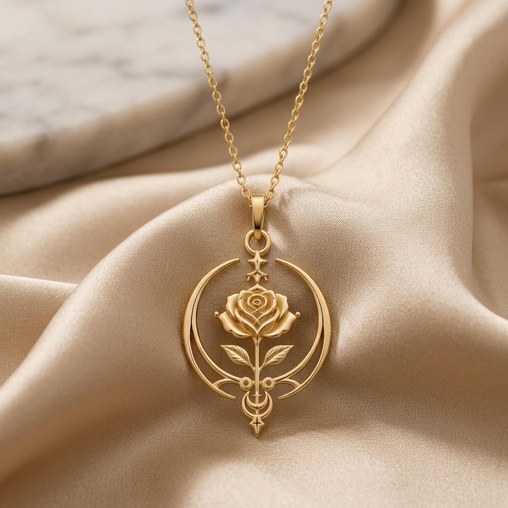 Eternal Rose Sigil Necklace | 925 Sterling Silver Necklace | Mystical Rose & Celestial | Romantic Anniversary Gift