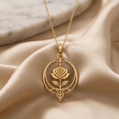 Eternal Rose Sigil Necklace | 925 Sterling Silver Necklace | Mystical Rose & Celestial | Romantic Anniversary Gift