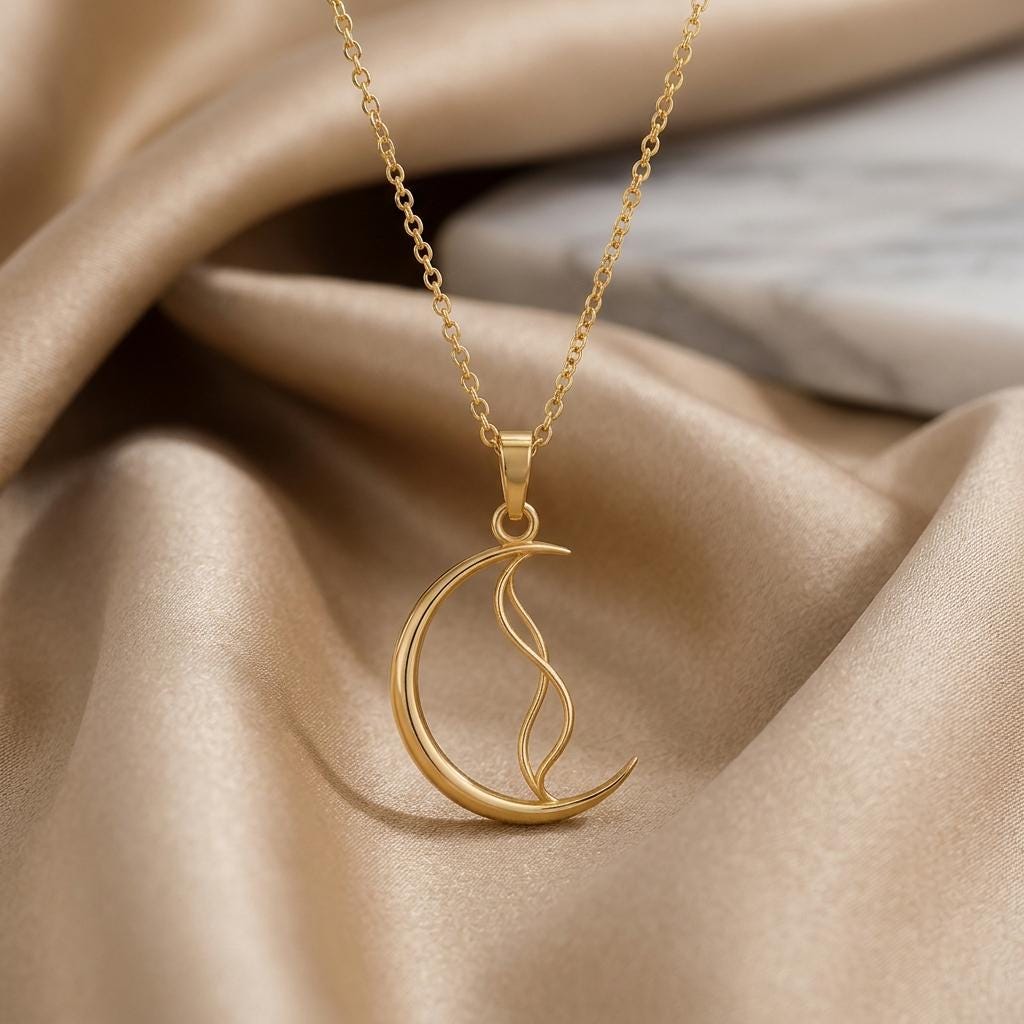 Whisper Crescent Pendant | 925 Sterling Silver | Celestial Minimalist | Meaningful Gift for Her