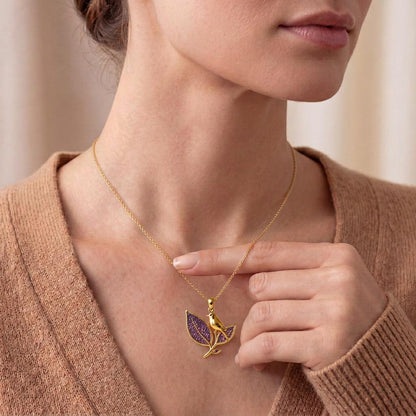 Amethyst Druzy Bird Necklace | Gold Plated 925 Silver for Women | Nature Inspired Elegant Design | Thoughtful Gift for Her