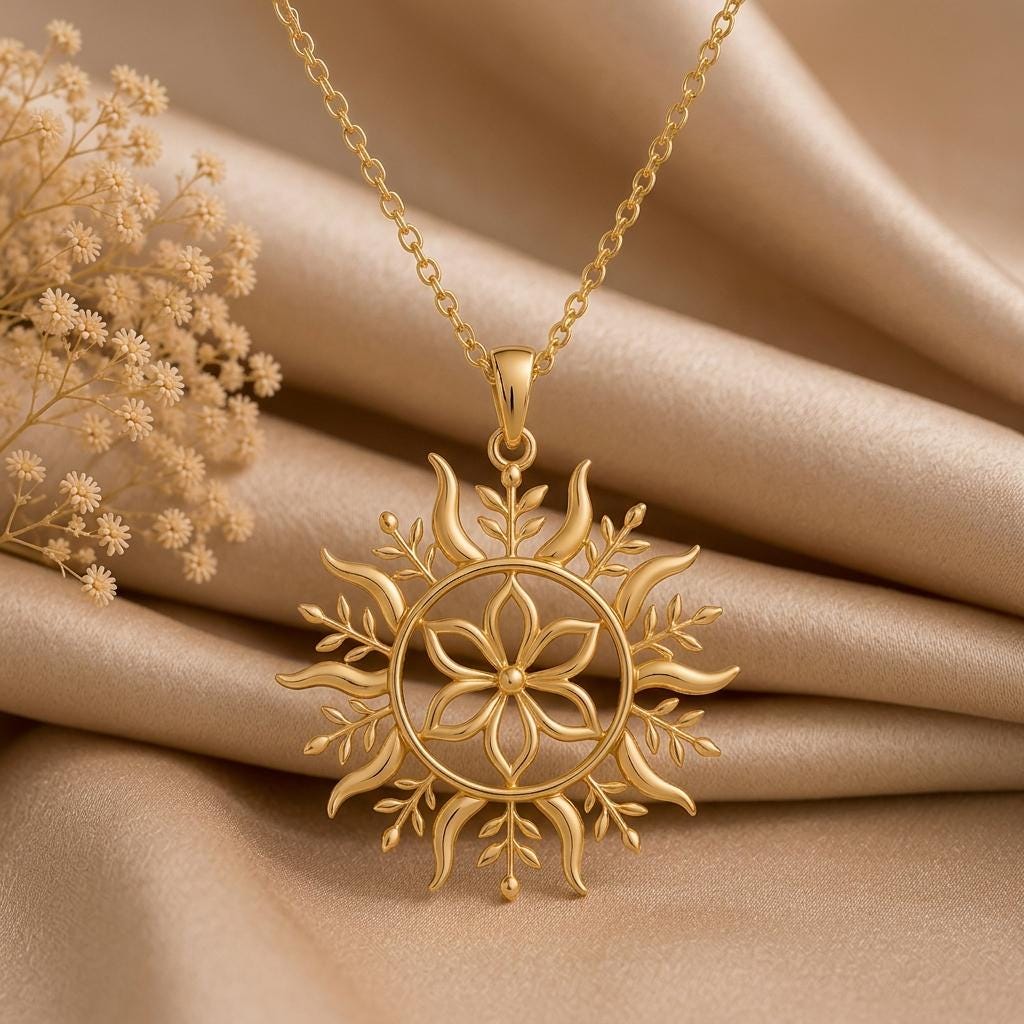Solstice Bloom Pendant | 925 Sterling Silver | Nature Inspired Sunburst | Meaningful Celebration Gift