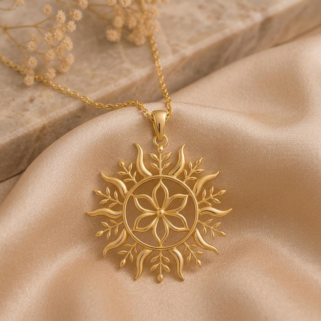 Solstice Bloom Pendant | 925 Sterling Silver | Nature Inspired Sunburst | Meaningful Celebration Gift