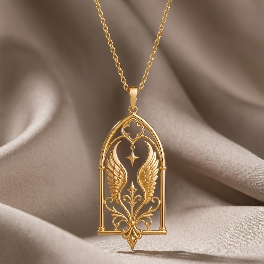 Queen Seraph Window Necklace | Sterling Silver for Women | Angelic Gothic Window | Meaningful Spiritual Gift