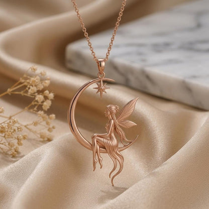 Moonveil Fairy Pendant | 925 Sterling Silver for Women | Celestial Fairy Fantasy Theme | Enchanting Birthday Gift
