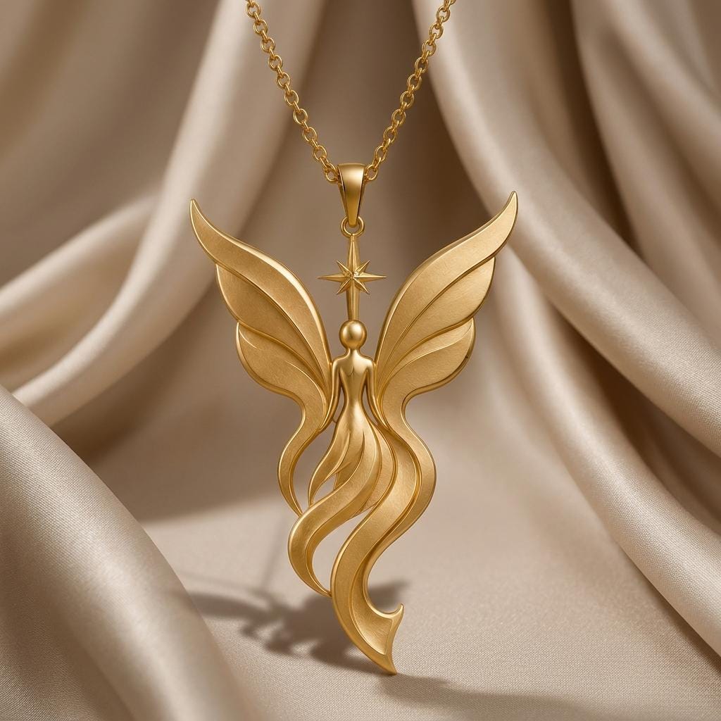 Aurora Wing Fairy Pendant | Sterling Silver | Fantasy Winged Design | Inspirational Gift