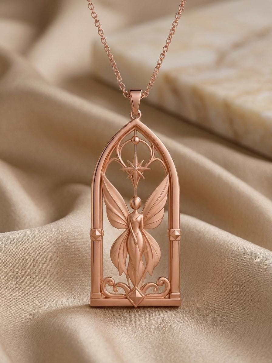 Celestial Fairy Gate Necklace | 925 Sterling Silver | Enchanted Fantasy Theme | Unique Spiritual Gift