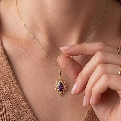 Ethereal Scroll Birthstone Necklace | Sterling Silver Birthstone | Ethereal Scrollwork Design | Meaningful Milestone Gift