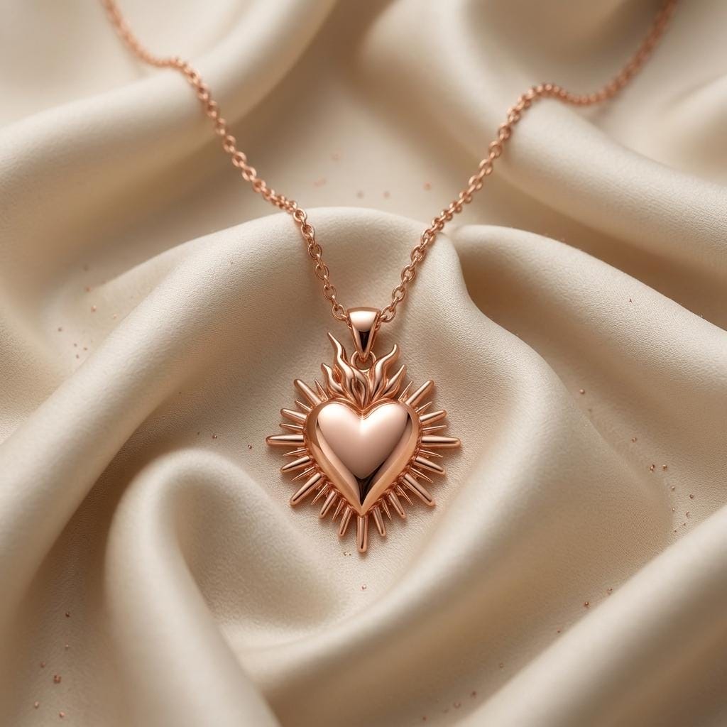 Sacred Heart pendant necklace | 925 Sterling Silver | Spiritual Symbolic Design | Meaningful Keepsake Gift