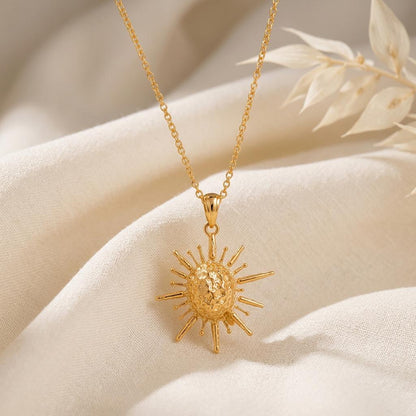 Solar Fragment Necklace | 925 Sterling Silver | Textured Celestial Design | Meaningful Symbol of Light