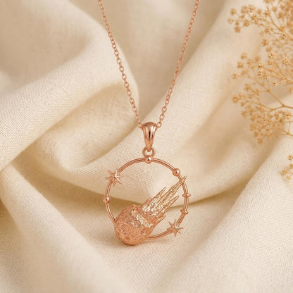 Galactic Meteor Halo pendant | 925 Sterling Silver | Cosmic Star Theme | Unique Gift for Her