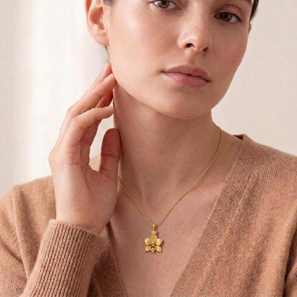 Crowned Orchid Pendant | 925 Sterling Silver | Elegant Floral Design | Meaningful Gift for Her
