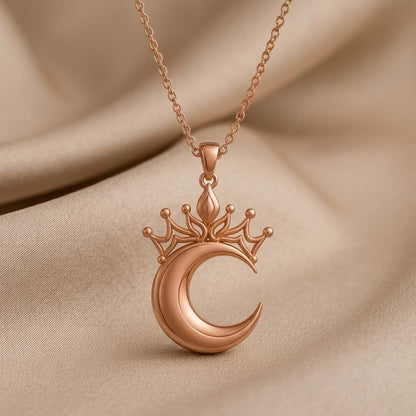 Lunar Queen Pendant | 925 Sterling Silver | Celestial Crown Moon | Empowerment Gift for Her