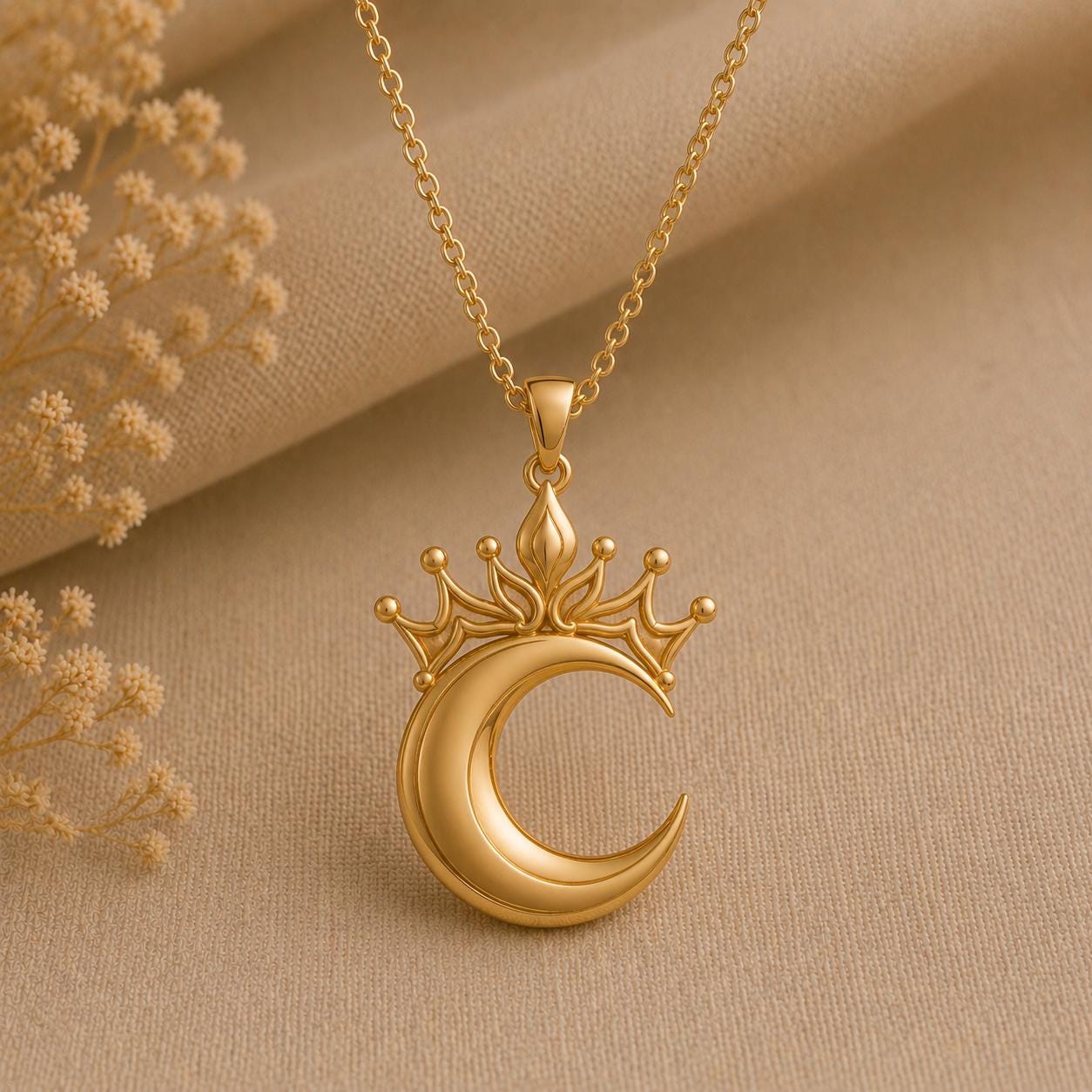 Lunar Queen Pendant | 925 Sterling Silver | Celestial Crown Moon | Empowerment Gift for Her