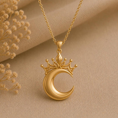 Lunar Queen Pendant | 925 Sterling Silver | Celestial Crown Moon | Empowerment Gift for Her