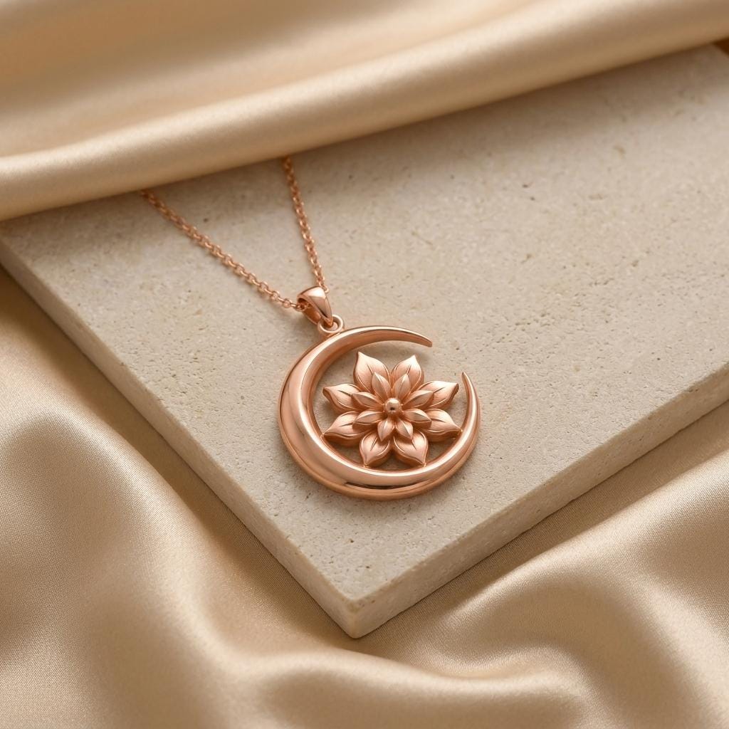 Eclipse Bloom Pendant | 925 Sterling Silver | Celestial Floral Design | Symbol of Growth & Harmony