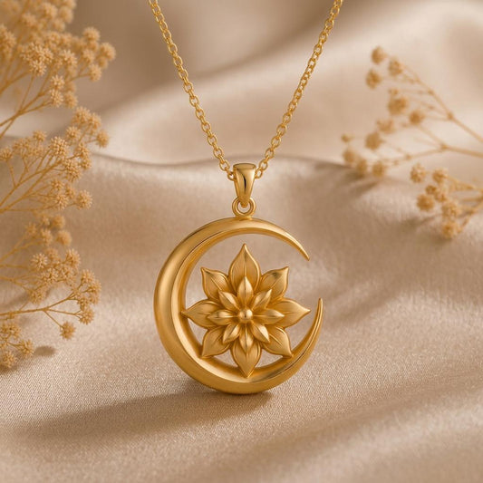Eclipse Bloom Pendant | 925 Sterling Silver | Celestial Floral Design | Symbol of Growth & Harmony