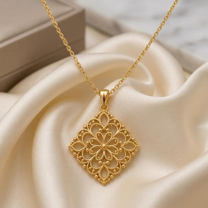 Lace Filigree Pendant | Gold Plated Sterling Silver | Delicate Filigree Design | Thoughtful Gift for Her