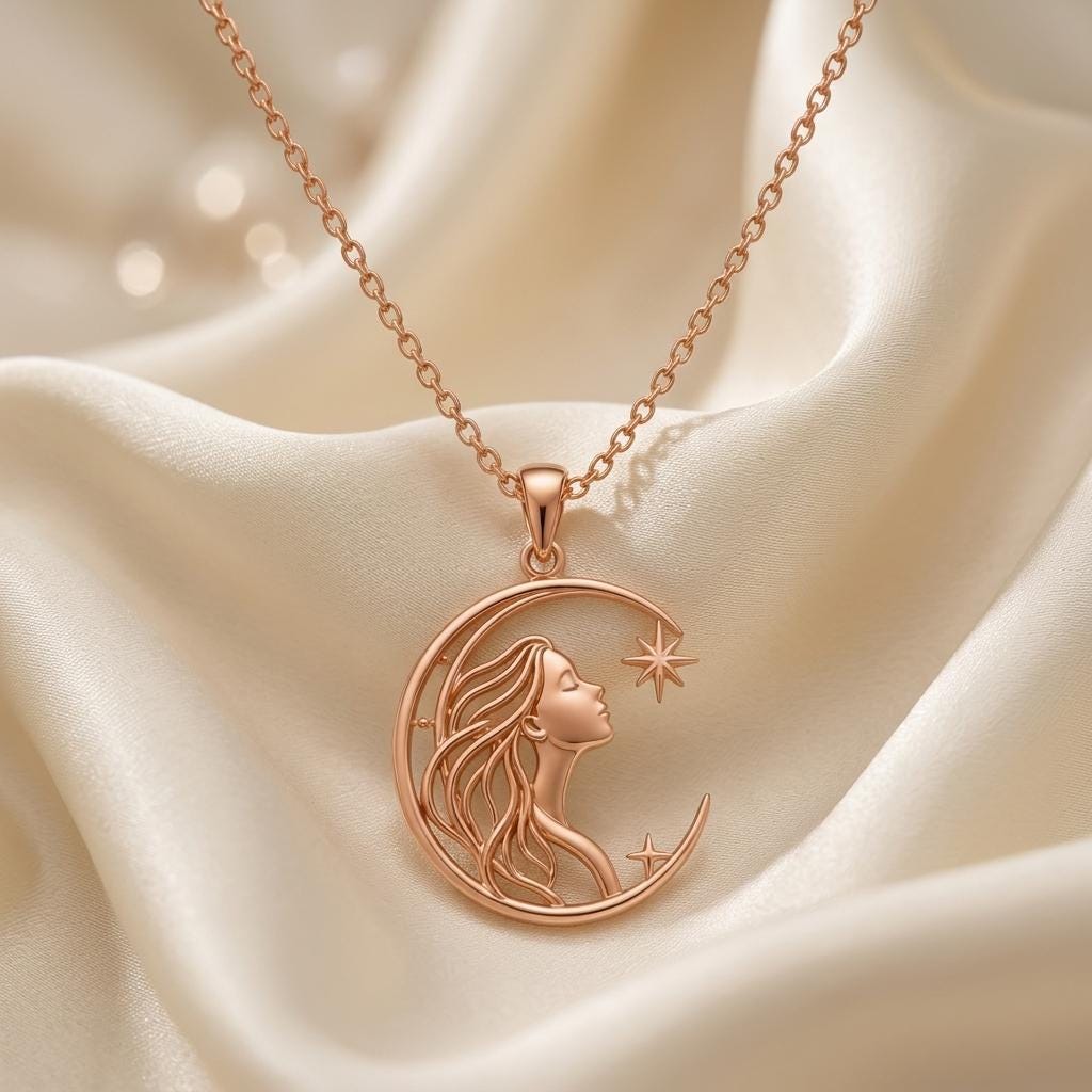 Celestial Woman Silhouette pendant | 925 Sterling Silver for Women | Celestial Goddess Mystical Jewelry | Empowerment Birthday Gift