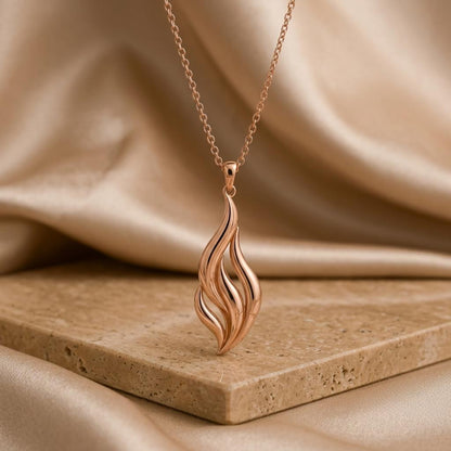 Aurora Flame Necklace | Sterling Silver | Abstract Flame Design | Meaningful Gift for Her