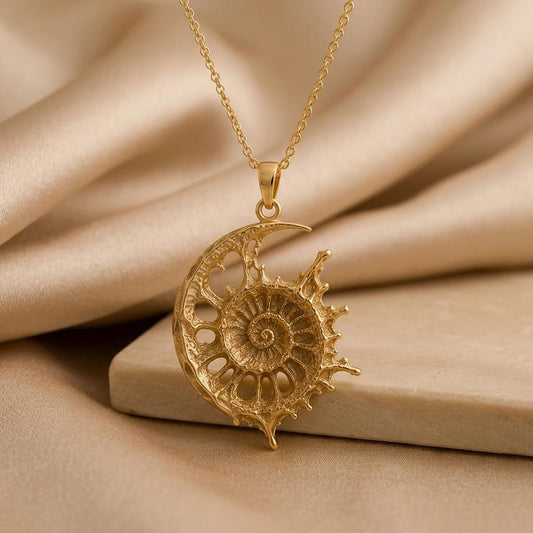 Celestial Fossil Pendant | Sterling Silver | Mystical Nature Design | Meaningful Gift