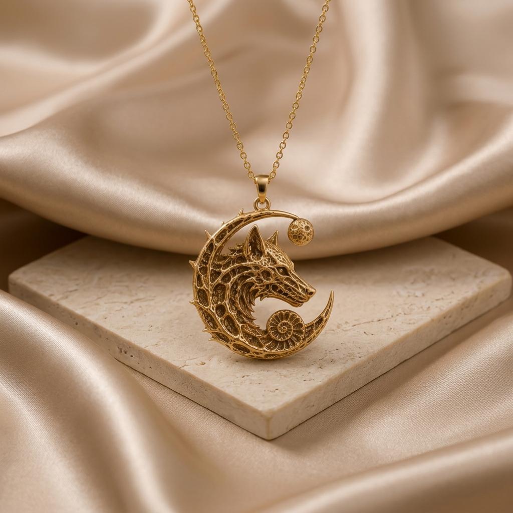 Lunar Wolf Relic pendant | 925 Sterling Silver | Mystical Nature Inspired | Symbol of Strength Gift