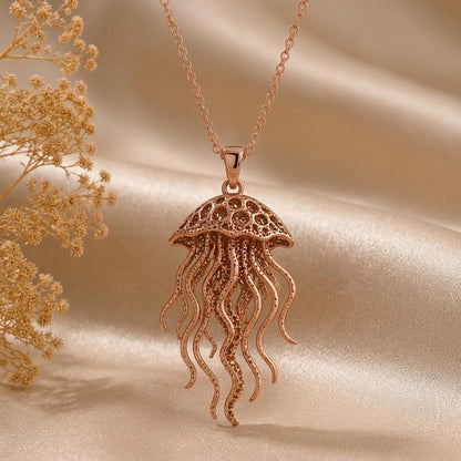 Fossil Jellyfish Halo | 925 Sterling Silver | Oceanic Charm | Thoughtful Gift