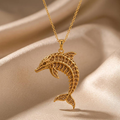 Fossil Dolphin Artifact | 925 Sterling Silver | Intricate Marine Filigree | Meaningful Ocean Gift