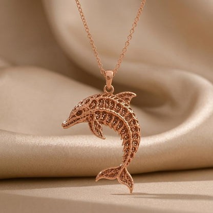 Fossil Dolphin Artifact | 925 Sterling Silver | Intricate Marine Filigree | Meaningful Ocean Gift