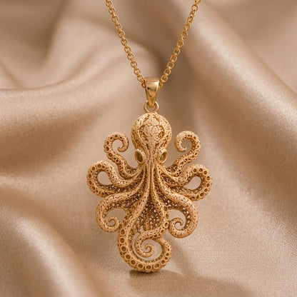 Fossil Octopus Pendant | 925 Sterling Silver | Intricate Ocean Design | Unique Gift for Her